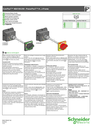Image of ComPacT NSX100-250 - PowerPacT H-, J-Frame - Extended Rotary Handle - Instruction Sheet
