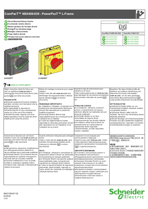 Image of ComPacT NSX400-630 - PowerPacT L-Frame - Direct Mounted Rotary Handle - Instruction Sheet