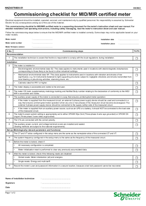 Imagine a PM5(nnn) MID Commissioning Checklist - Instruction sheet