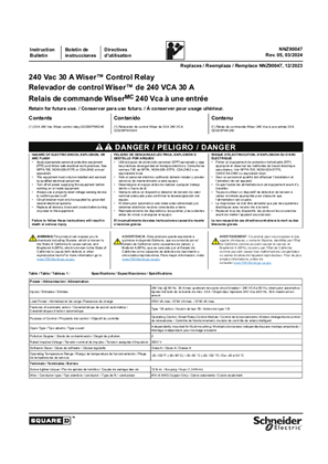 的映像 240 Vac 30 A Wiser Control Relay Installation Instructions