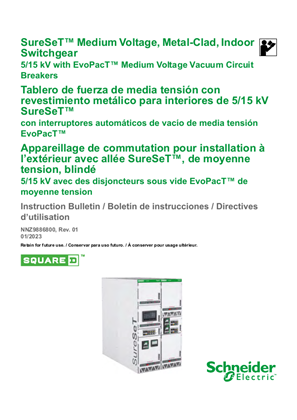 Image of SureSeT Medium Voltage, Metal-Clad, Indoor Switchgear User Guide