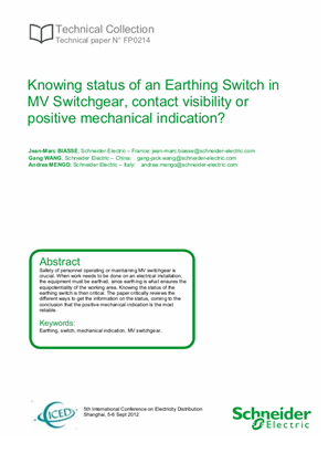 Image of Knowing status of an Earthing Switch in MV Switchgear, contact visibility or positive mechanical indication?