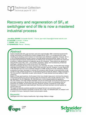 Image of Recovery and regeneration of SF6 at switchgear end of life is now a mastered