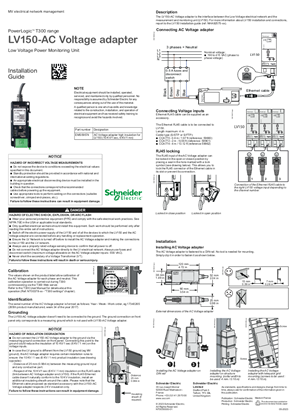 的映像 PowerLogic LV150 -AC Voltage adapter Installation guide