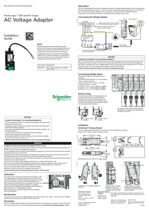 的映像 PowerLogic T300 and P5 ranges - AC Voltage adapter Installation Guide