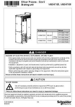Image of Instruction sheet - ATV Process Size6 Braking Unit: VW3A7105, VW3A7106