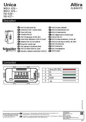 Slika linije Instruction Sheet - USB 2.0 data konektor, beli