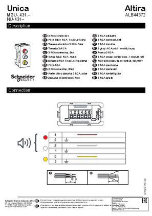 Image of Instruction Sheet - 3 RCA connectors