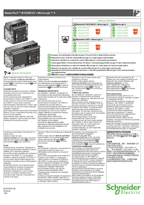 Image of MasterPacT MTZ2/MTZ3 - Drawout Circuit Breaker with MicroLogic X Control Unit or Switch-Disconnector - Instruction Sheet