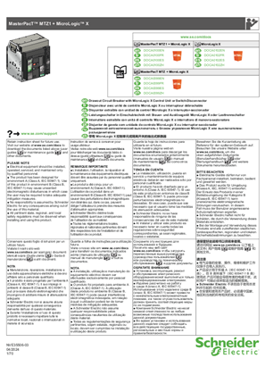 Image de MasterPacT MTZ1 - Disjoncteur avec unité de contrôle MicroLogic X ou interrupteur débrochable - Notice de montage