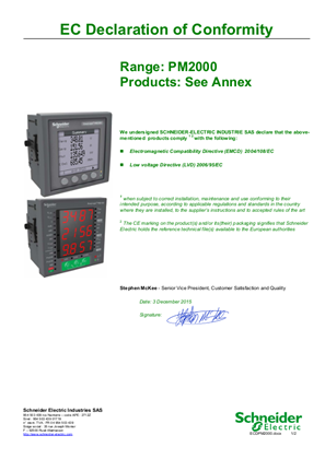 的映像 PM2000 EC Declaration of Conformity