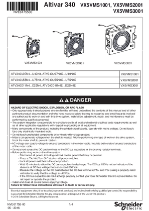 Image of Instruction Sheet - ATV340 Fan Kit: VX5VMS1001, 2001, 3001