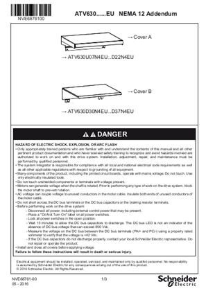 Image of ATV630 NEMA Type 12 Addendum to Instructions