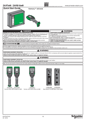 Image of ZART.M / ZARB18.M Wireless Remote Control Station, Quick Start Guide