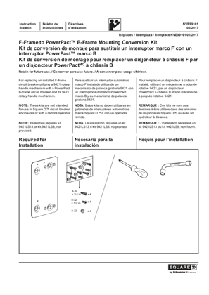 Imagen de Kit de conversión de montaje para sustituir un interruptor marco F con un interruptor PowerPacT marco B - instrucciones
