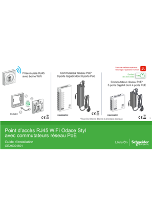 Immagine di Odace Styl - Point d'accès RJ45 WiFi avec commutateurs réseau PoE - Guide d'installation - GEX6304601 - FR