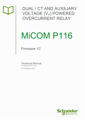 Image of MiCOM P116, Manual (global file) P116/EN M/A11 version 2.7