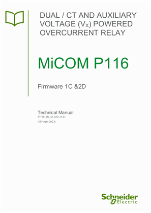 Image of MiCOM P116, Manual (global file) P116/EN M/A12 version 1.0