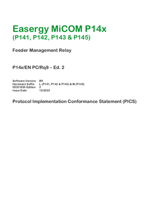 Image of MiCOM P14x, IEC 61850 PICS & MICS & PIXIT & TICS & ADL