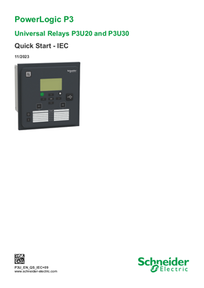 Image of PowerLogic - Universal Relays P3U20 and P3U30 - Quick Start guide