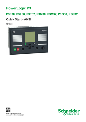 Image of Easergy P3 - Universal Relays P3F30, P3L30, P3T32, P3M32, P3G30, P3G32 - ANSI - Quick Start