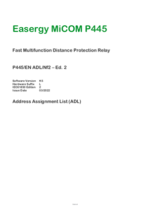 Image of MiCOM P445, IEC 61850 ADL & PICS & MICS & PIXIT & TICS