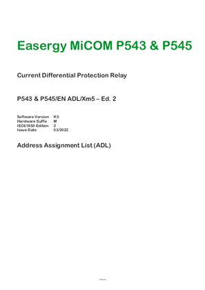 Image of MiCOM P54x, IEC 61850 ADL & MICS & PICS & PIXIT & TICS
