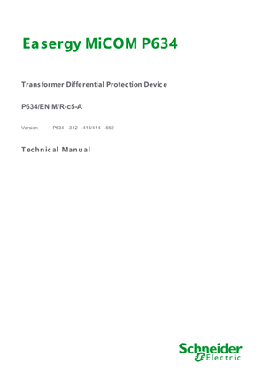 Image of Easergy MiCOM P634, Manual (global file) P634/EN M/R-c5 (P634 ‑312 ‑662)