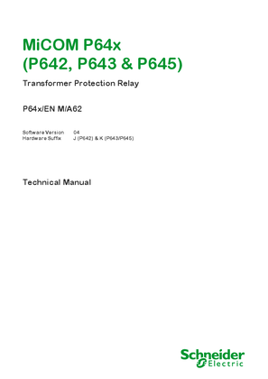 Image of MiCOM P64x, Manual (global file) P64x/EN M/A62
