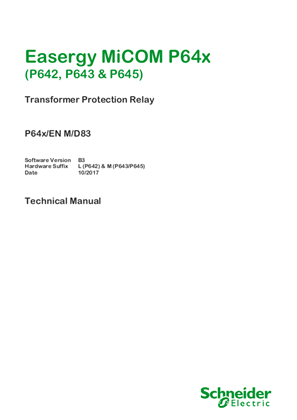 Image of MiCOM P64x, Manual (global file) P64x/EN M/D83