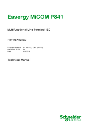 Image of Easergy MiCOM P841, Manual (global file) P841_EN_M_Ia2__L1K1__M