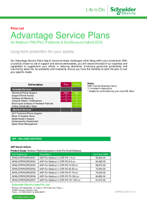 Image of Advantage Service Plan for PAC and DCS-Price List