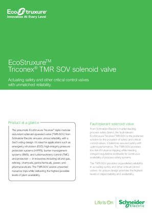 Image of EcoStruxure™ Triconex® TMR SOV solenoid valve brochure