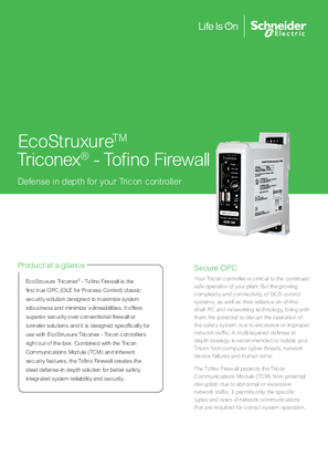 Kujutis EcoStruxure™ Triconex® - Tofino Firewall Brochure