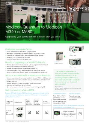 Image of Migrating Modicon Quantum to Modicon M340 or M580