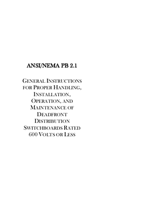 Image of Deadfront Distribution Switchboards General Instructions