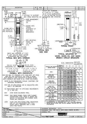 Imagen de NQ Panelboards, MCB, 400A, Vertical MCB, LA/LH, Hinged Trim, w/SPD, NEMA Type 1, Drawing No. PBA710HRT