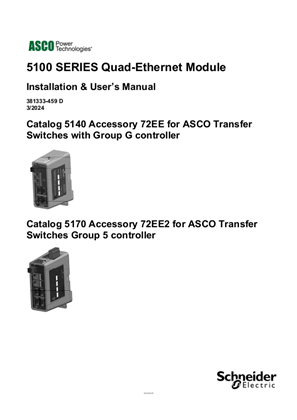 Image of Installation and User Manual | ASCO 5140 & 5170 Quad-Ethernet Module | 381333-459
