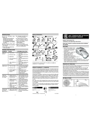 Image of Installation Instruction for PDL100SA360 Wall Mounted 360 PIR Sensor