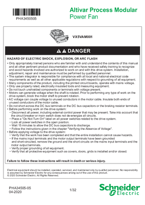 Image of APM Instruction Sheet : Power Fan VX5VAM001