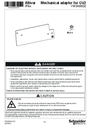 Imagine a Instruction Sheet: ATV320 IP6x GV2 adaptor VW3A9922