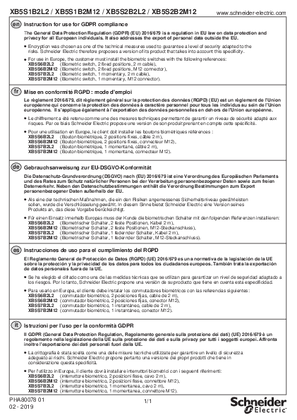 Obraz XB5S1B2L2 / XB5S1B2M12 / XB5S2B2L2 / XB5S2B2M12 Instruction for use for GDPR