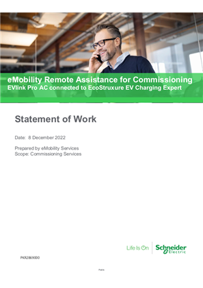 Image of Statement of Work, eMobility Remote Assistance for Commissioning, EVlink Pro AC connected to EcoStruxure EV Charging Expert