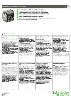 Image of MasterPacT MTZ1 Drawout Circuit Breaker + MicroLogic Active - Instruction sheet