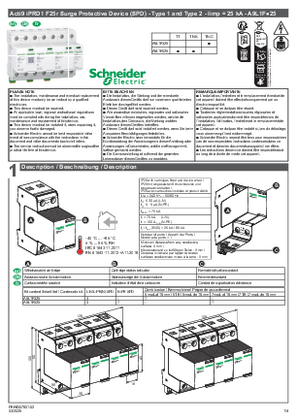 Image of Instruction sheet - Acti9 iPRD1 F25r Surge Protective Device (SPD) - Type 1 and Type 2