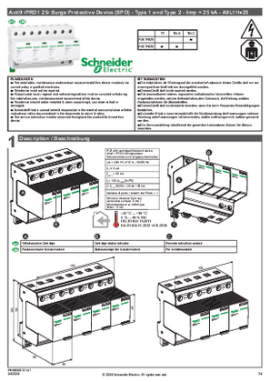 Image of Instruction sheet - Acti9 iPRD1 25r Surge Protective Device (SPD) - Type 1 and Type 2