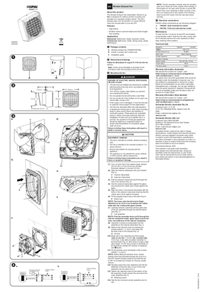Image of Install and user guide, Clipsal, 7005AN and 7007AN window exhaust fan