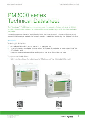 Image of PowerLogic PM3000 series Technical Datasheet