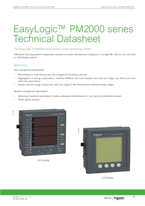 Image of EasyLogic PM2000 Series Technical Datasheet