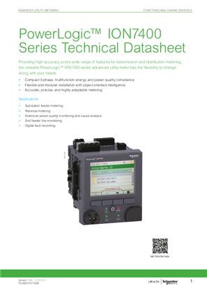 Imagen de PowerLogic ION7400 Series Technical Datasheet